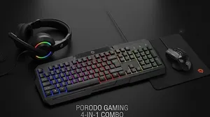 Porodo Gaming 4-in-1 Combo - RGB Keyboard | 7200 DPI Mouse | Headset | Mouse Pad!