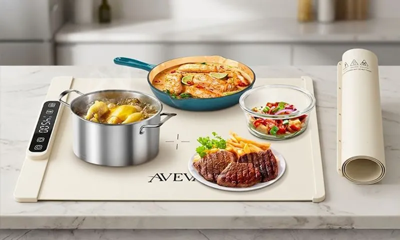 Aveva Folding Electric Food Warmer Mat – 3-Hour Heat Retention | Foldable Silicone | Plug-In!