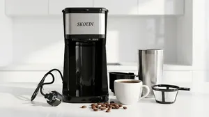 Skoedi Single Cup Coffee Maker - One Touch | Reusable Filter | Compact!
