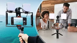 Video Making Kit - Dual LED Lights | Built-in Mic | Mobile Vlog Ready!