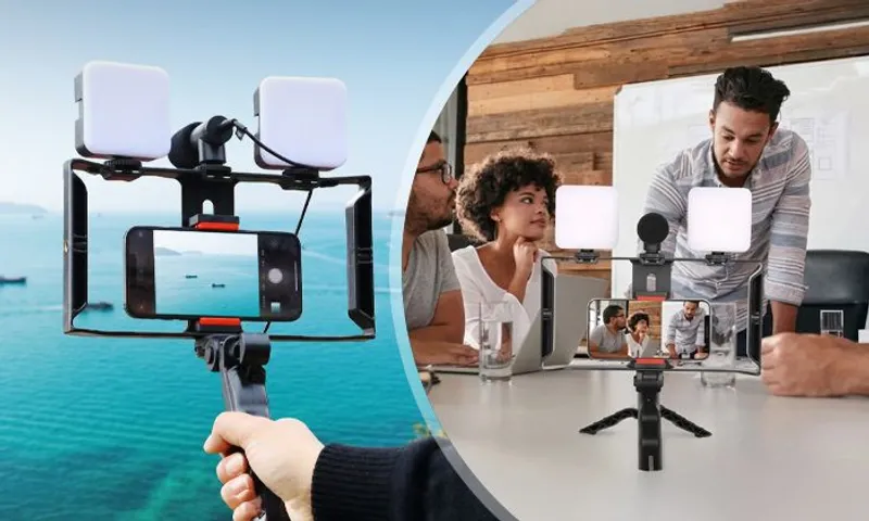 Video Making Kit - Dual LED Lights | Built-in Mic | Mobile Vlog Ready!