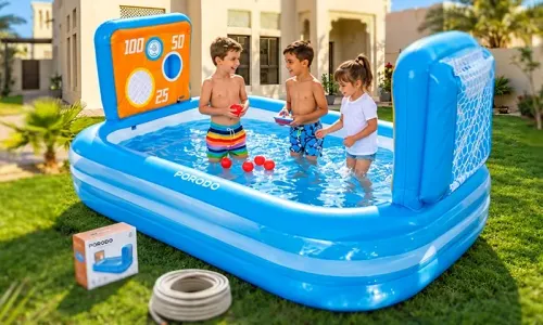 Porodo Lifestyle Goal Splash Football Play Pool - 2 Goal Nets | 5 Play Balls!