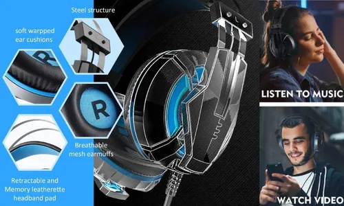 Eksa E800 Gaming Headset – 40mm Drivers | LED Lighting | Omni-Directional Mic!