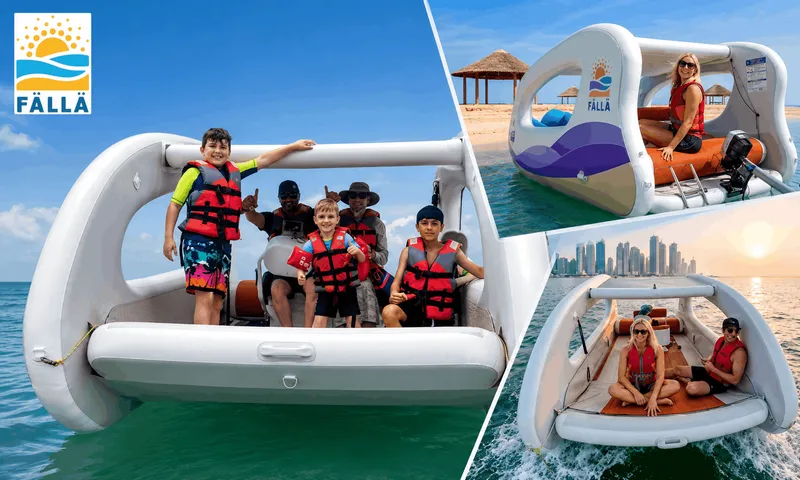 Explore Doha by Sea! Self-Drive Electric Boat Experience for Groups at FÄLLÄ, West Bay Beach!