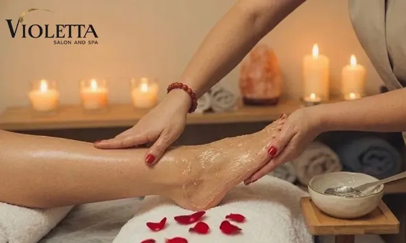 Warm Candle Foot Massage, Scrub & Polish at Violetta Beauty Lounge!