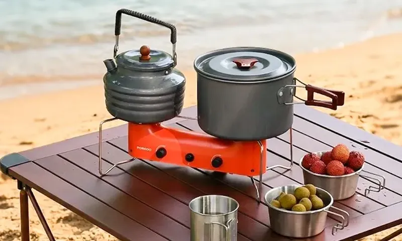 Porodo Lifestyle Dual Burner Camping Gas Stove - Pulse Ignition | Foldable!
