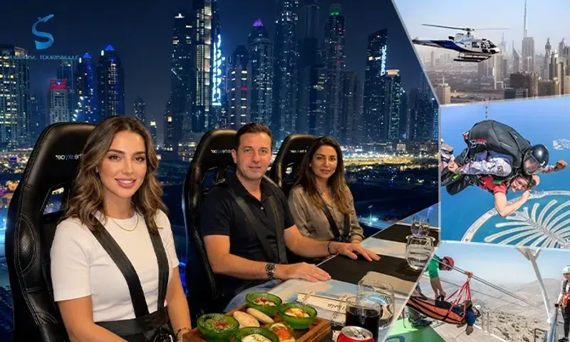 Dubai Ultimate Adventure - Hot Air Balloon, Helicopter, Zipline, Skydive & Dinner in the Sky!