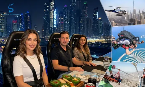 Dubai Ultimate Adventure - Hot Air Balloon, Helicopter, Zipline, Skydive & Dinner in the Sky!