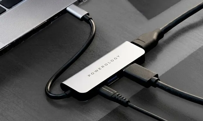 Powerology 4-in-1 USB-C Hub with HDMI & USB 3.0 – 4K HDMI | 60W PD | 5Gbps Data Transfer!