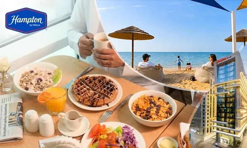 Breakfast Buffet + Private Off-Site Beach Club Access at Hampton by Hilton Doha Old Town!