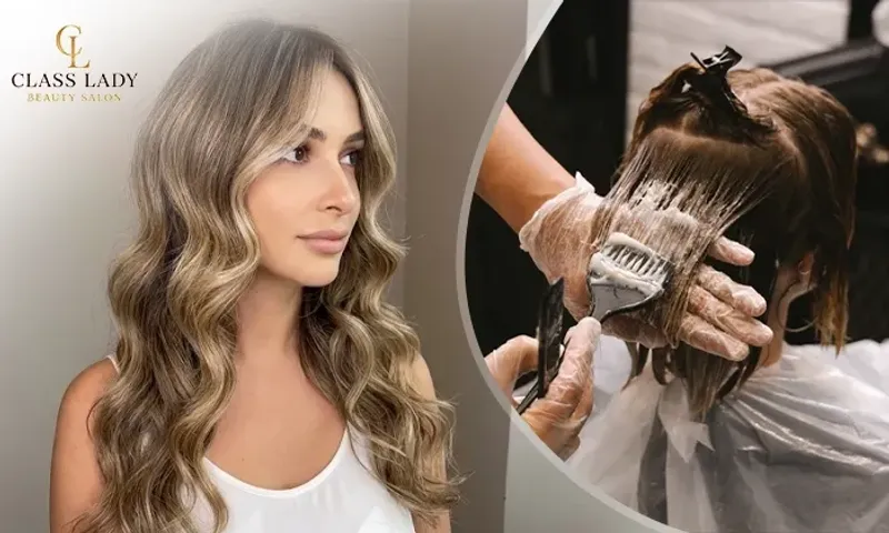 Full Hair Color, Highlights or Balayage with Cut & Treatment at Class Lady Salon!