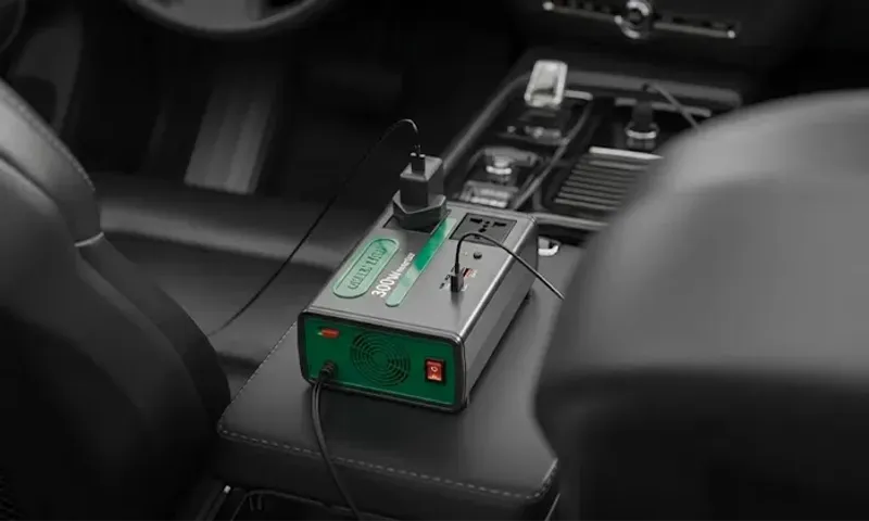Green Lion GC-300 Car Inverter 7-in-1 – 300W | PD100W | 2 AC Sockets + 5 USB Ports!
