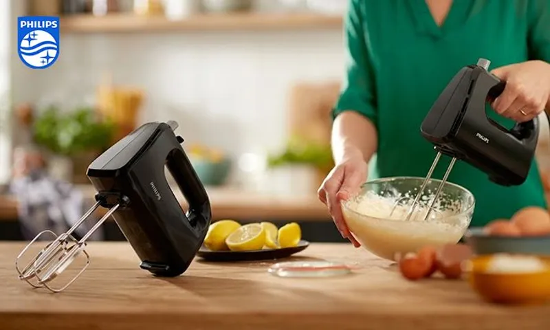 Philips Daily Collection Hand Mixer - 280W | 5 Speeds + Turbo | Strip Beaters and Dough Hooks!