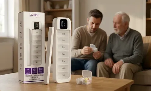 LiveOn Smart Pill & Medication Organizer - 7-Day Compartments | Bluetooth App Reminders | LED Display!