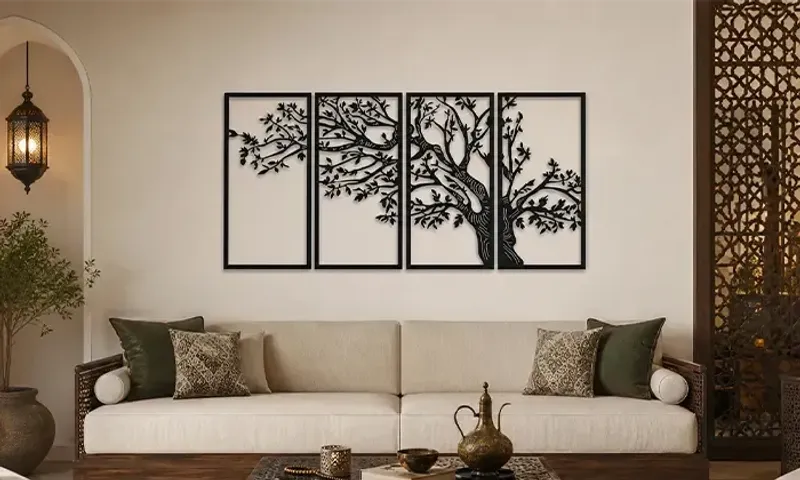 Tree Panel Metal Wall Art 4-Piece Set – Black Silhouette | Metal!