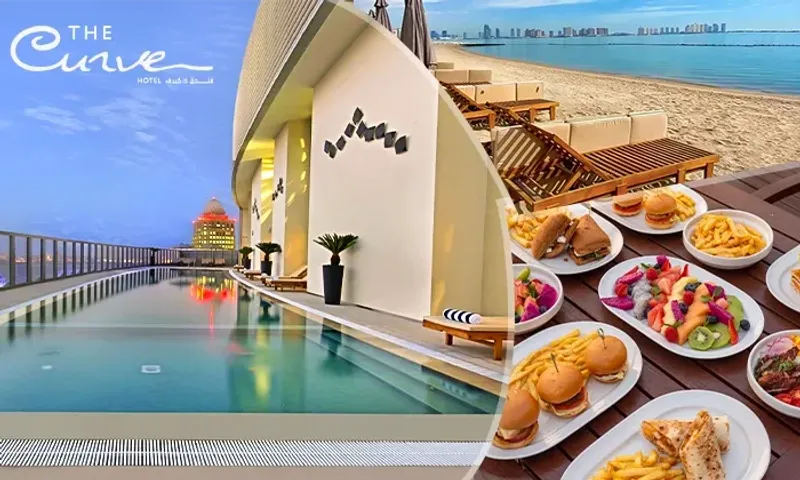 Day Pass at The Curve Hotel - Rooftop Pool, Beach & Gym with F&B Credit!