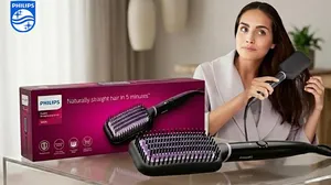 Philips StyleCare Essential Heated Straightening Brush - ThermoProtect | Tourmaline Ceramic | Frizz-Free Hair!
