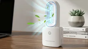 Bladeless Desk Fan - LED Lights | 4 Speed | USB Charging | Safe for Kids!