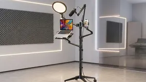Selfie Live Floor Stand Set 5-in-1 - Adjustable Height | Ring Light Included | Multi-Device Support!
