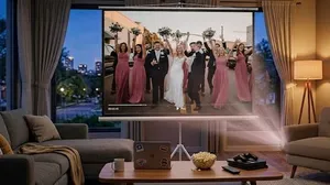 Projector Screen with Sturdy Tripod Stand 100" – Matte White | Adjustable Height | Carry Bag Included!