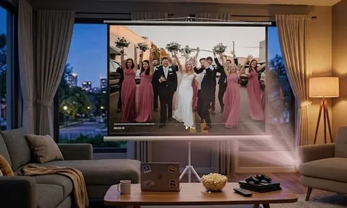 Projector Screen with Sturdy Tripod Stand 100" – Matte White | Adjustable Height | Carry Bag Included!