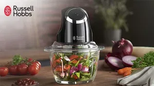 Russell Hobbs Desire Mini Chopper - One Touch | Steel Blade | Glass Bowl!